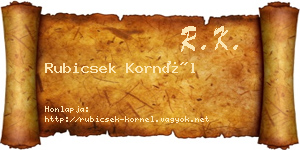 Rubicsek Kornél névjegykártya