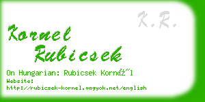 kornel rubicsek business card